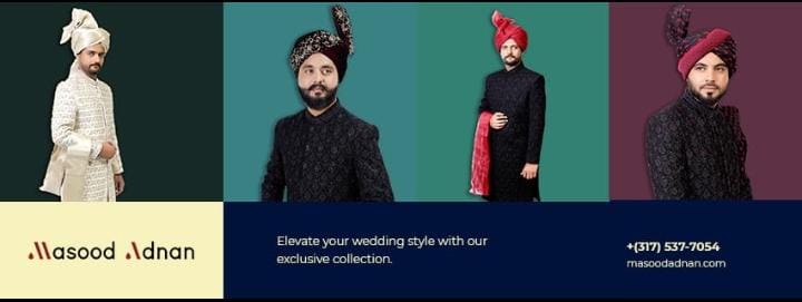 Mens’s Designer sherwani for wedding & Turbans For Men – Masood Adnan – USA
